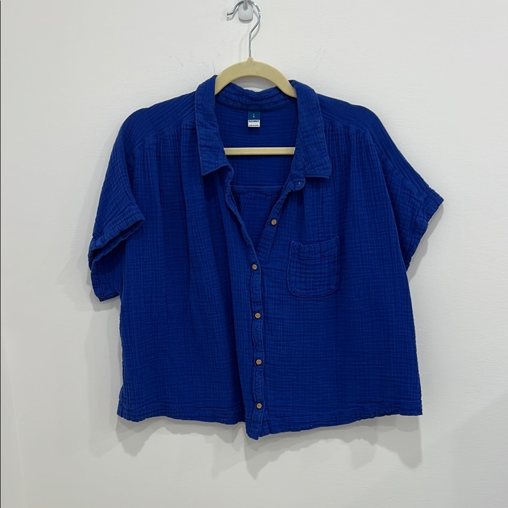 Old Navy Royal Blue Textured Shirt 100% cotton